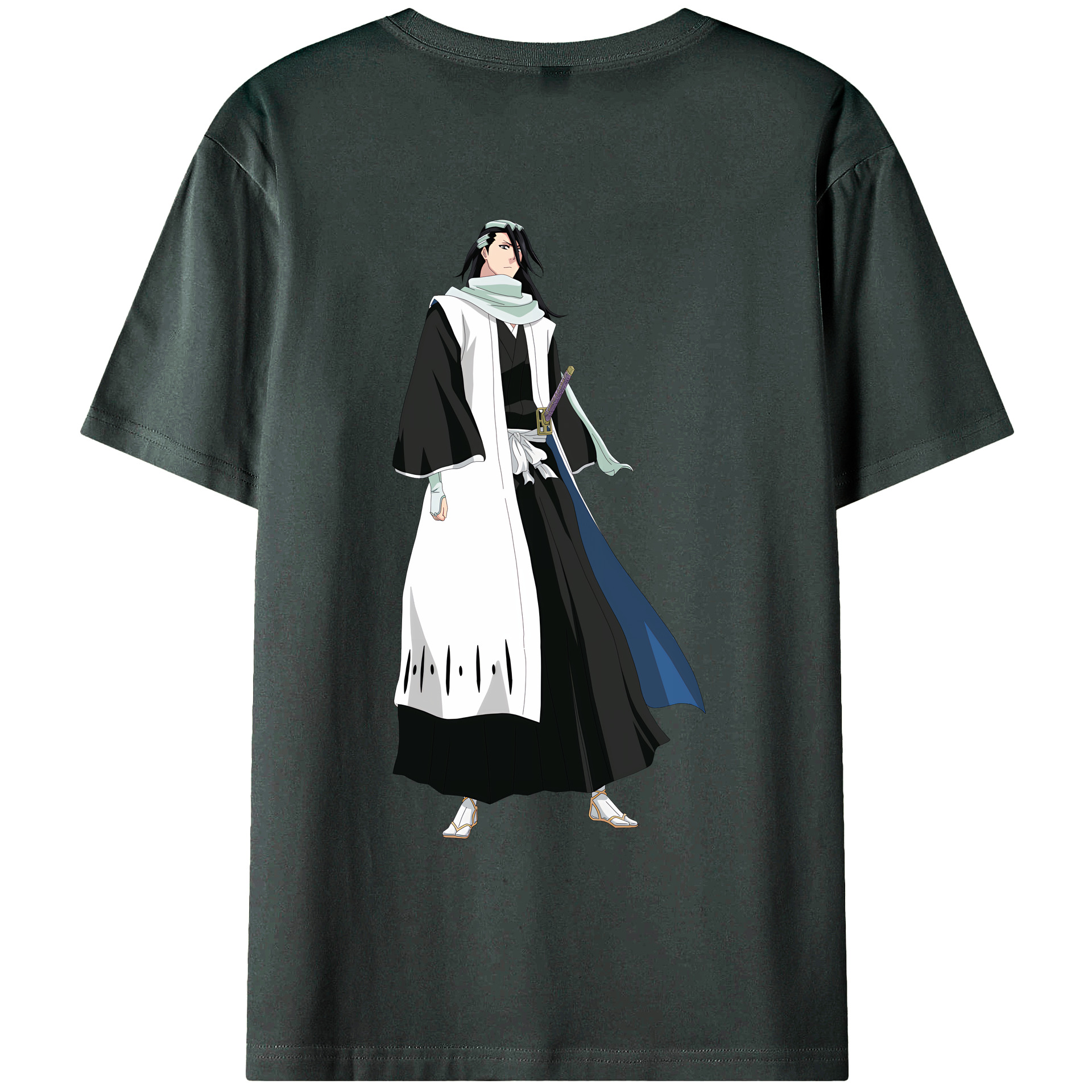 （画像用） ブリーチ くちき びゃくや BLEACH Kuchiki Byakuya 綿100％ メンズ半袖Tシャツ（バックプリント） 通気性